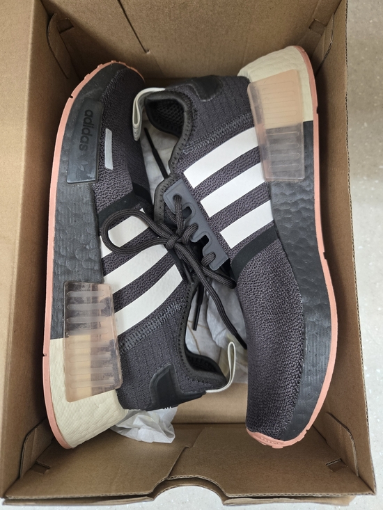 adidas Shoes - Adidas NMD R1 Sneakers in Black w/ White Stripes & Pink Soles, Size 4.5